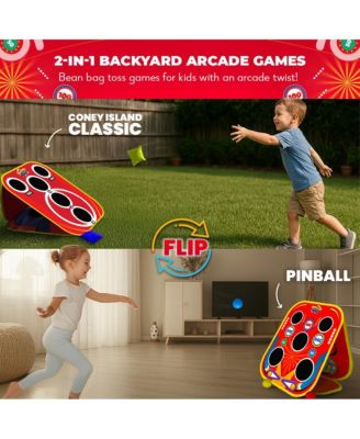 Backyard Arcade | 2-in-1 Bean Bag Toss Game for Kids w/ Carry Bag | 5-Second Setup & Storage | Carnival Games for Kids
