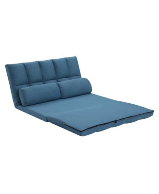 Convertible Futon Loveseat with Sleeper Function and Toss Pillows