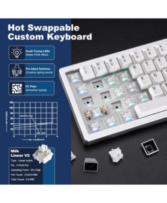 AL68 Wireless Mechanical Keyboard,Full Aluminum CNC,60% Layout with Knob, QMK/VIA Software,Gasket Mounted,Hot Swappable,RGB Backlit,BT/2.4G/USB-C for Mac/Win(Milk V2 Linear)