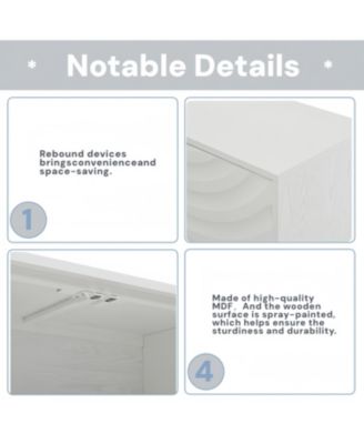 White Sideboard with Wavy Doors & Arched Groove Design