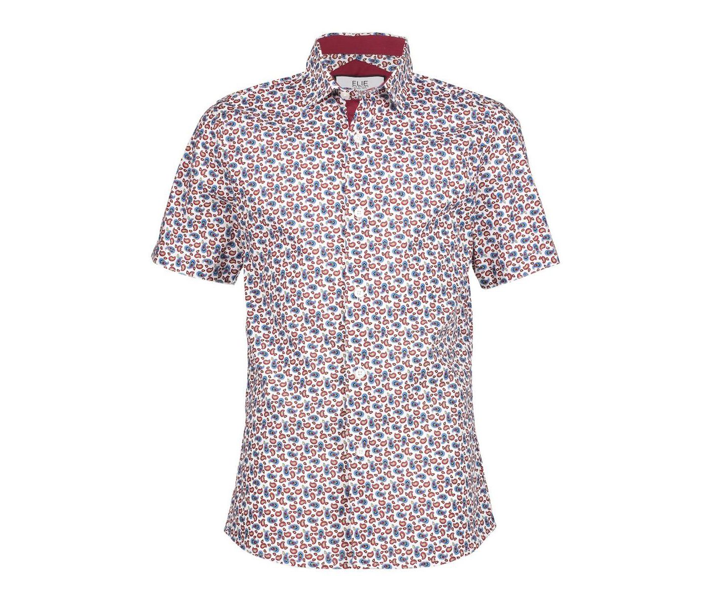 Рубашка Elie Balleh White Short Sleeve Navy Paisley Slim Fit Shirt для мальчиков, цвет: Белый — фото 1