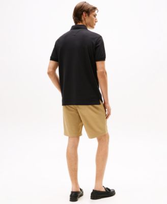 Men's Short Sleeve Embroidered Chest Stripe Polo Shirt