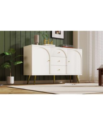 Metal & Wood Dining Cabinet - 3 Drawers, 2 Doors