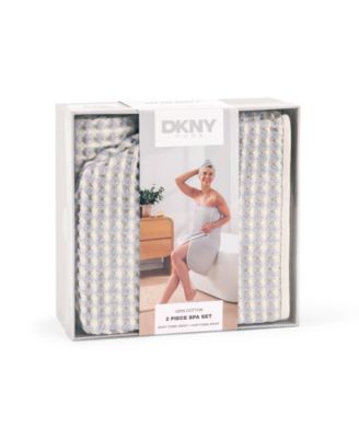 Yarn Dyed Waffle Unbleached Cotton Body and Hair Wrap Set