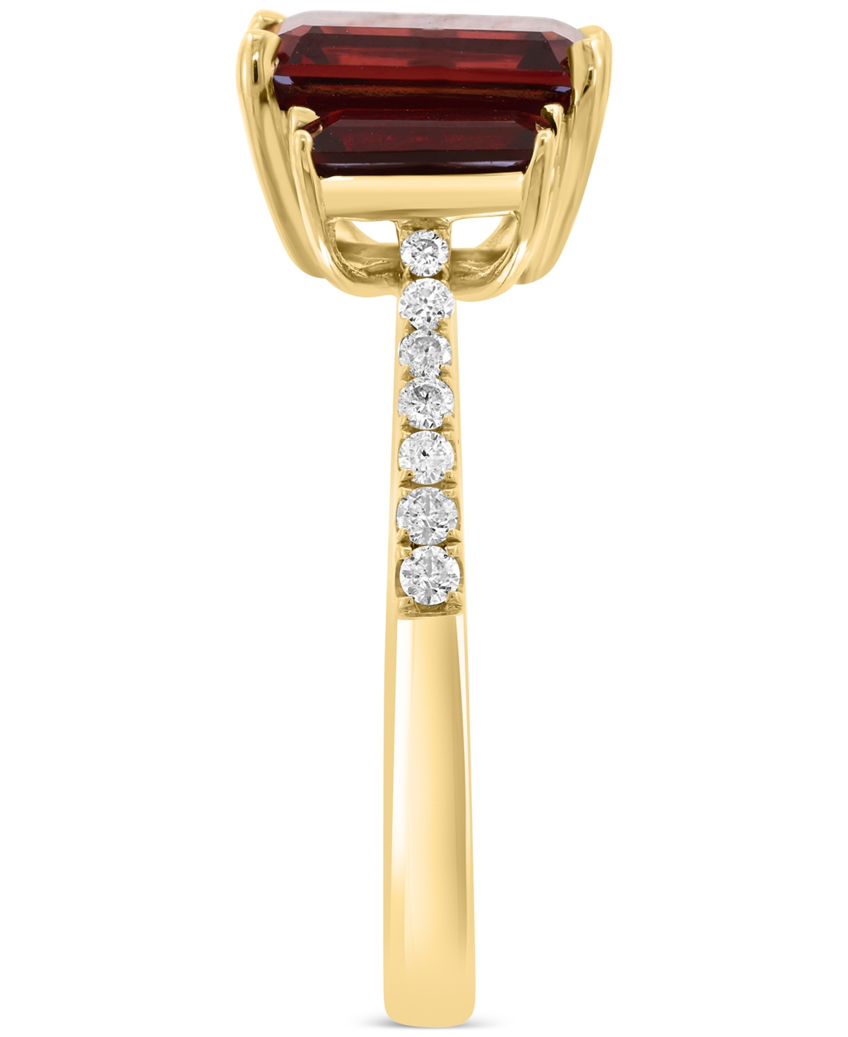 Effy Collection Effy Garnet (3-3/8 Ct. T.w.) & Diamond (1/8 Ct. T.w.) 3-stone Ring In 14k Yellow Gold