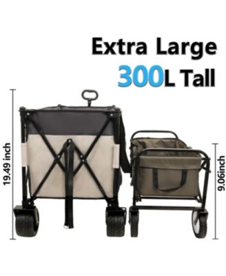 300L Folding Wagon Cart - Heavy Duty, All-Terrain, Khaki Gray