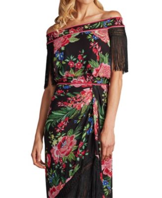 Tadashi Shoji Women's Kaiser Floral Fringe Midi Dress - Macy's