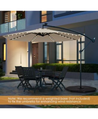 10 Feet Solar Offset Hanging Umbrella with 40 Lamp Beads and Solar Panel