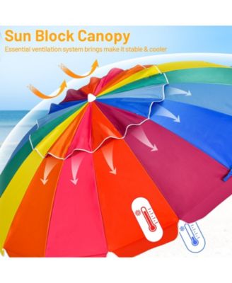 8 Feet Portable Beach Umbrella with Sand Anchor and Tilt Mechanism