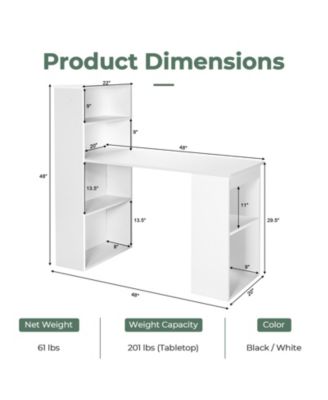 48 Inch Computer Desk with 4-Tier Bookcase and CPU Stand
