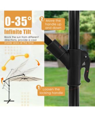 10 Feet Solar Offset Hanging Umbrella with 40 Lamp Beads and Solar Panel