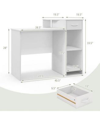 Computer Desk Modern Laptop PC Desk with Adjustable Shelf and Cable Hole