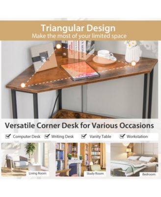 Triangle Computer Corner Desk with Charging Station