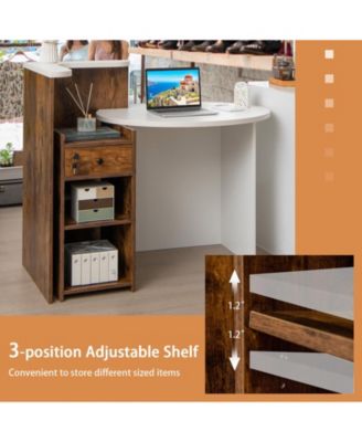 Front Reception Office Desk with Open Shelf and Lockable Drawer