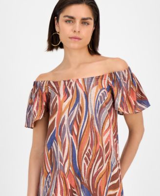 Women's Printed Off-The-Shoulder Dress