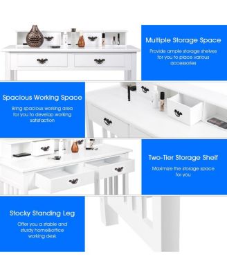 Home Office Writing Mission Computer Desk with 4-Drawer