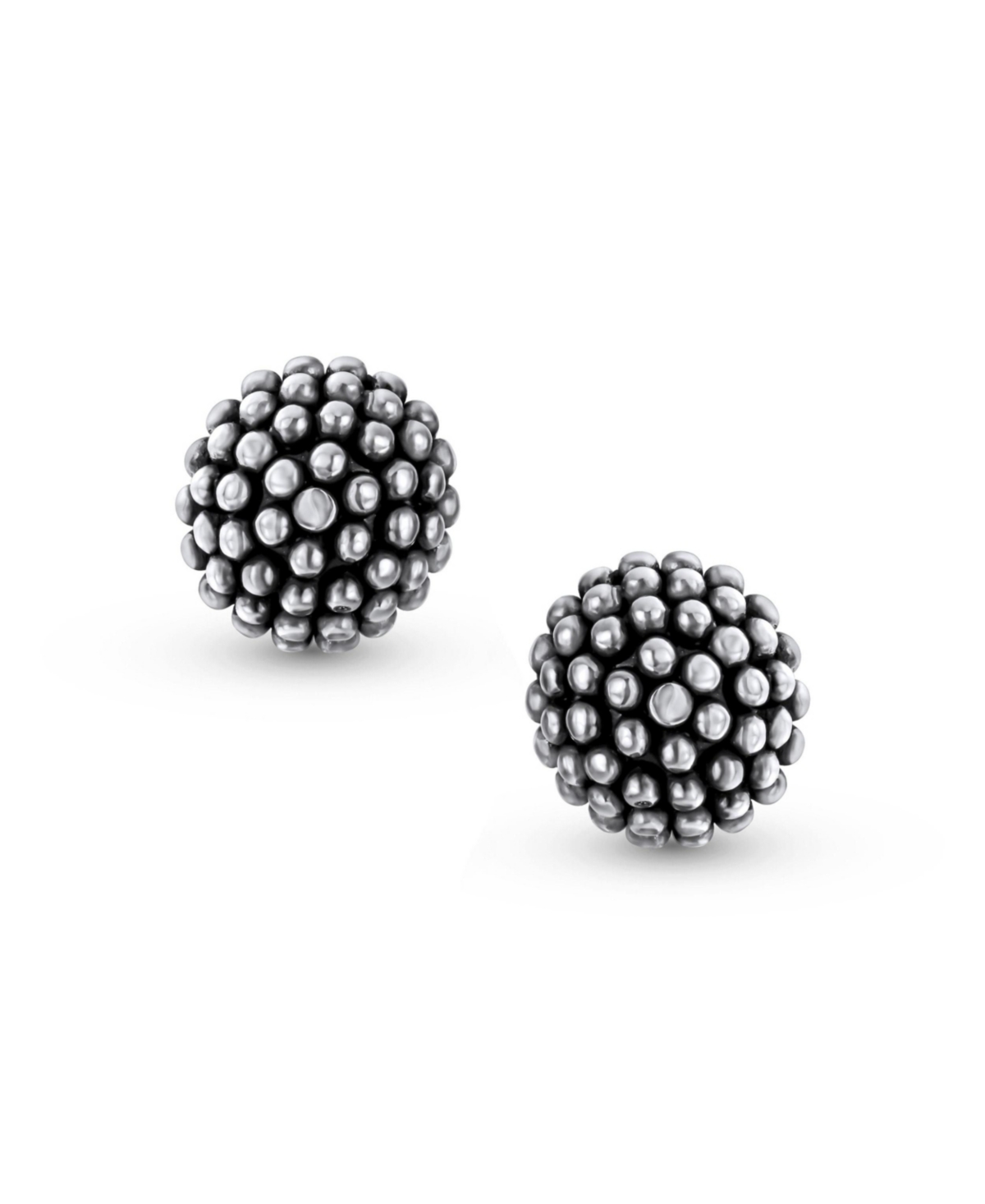 Bling Jewelry Traditional 10MM Caviar Drop Ball Earrings in Oxidized Sterling Silver
