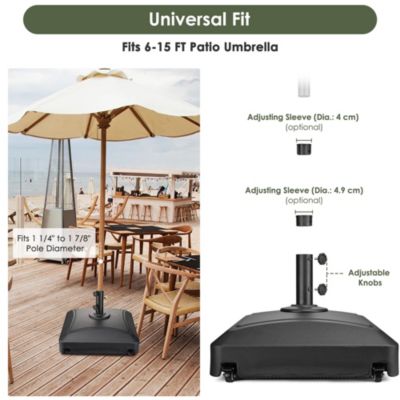 9ft Solid Wood Outdoor Patio Umbrella with Base Included Parasol Wheels Stand for Bistro Market Garden Deck Yard Poolside White