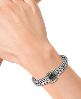 EFFY&reg; Multistone Square Bangle (1-5/8 ct. t.w.) in Sterling Silver and 18k Gold
