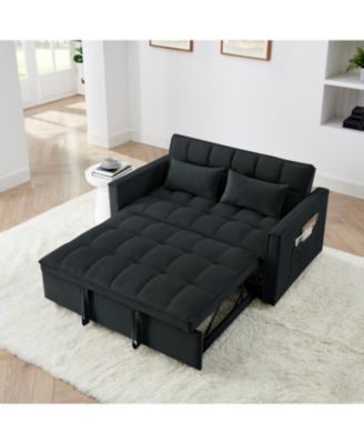 Streamdale 54.33inch versatile foldable sofa bed in 3 lengths, modern sofa velvet pull-out bed, adjustable back