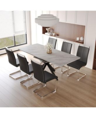 Streamdale Extendable Dining Table Set for 6-8 with Upholstered Chairs