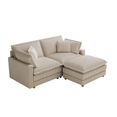 Streamdale Beige Modular Sectional Sofa with Pillows for Living Room and Bedroom