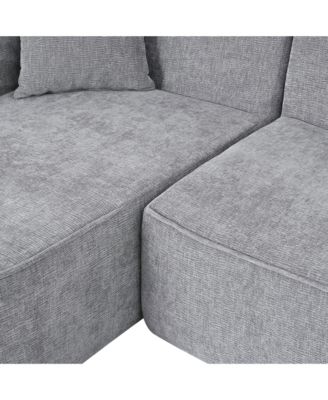 Streamdale Modern L-Shape Sectional Sofa with Chenille Fabric and Pillows