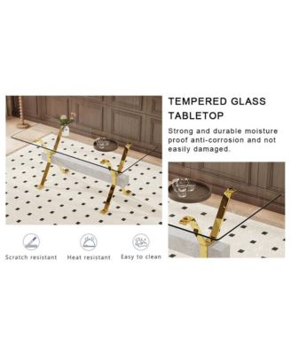 Streamdale Elegant Glass Dining Set with 8 PU Chairs