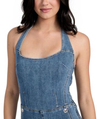 Women's Blair Denim Halter Flared-Leg  Jumpsuit