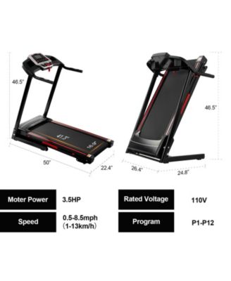 Electric Folding Treadmills for Running Walking with 12 Preset Programs，3.5HP Portable Foldable with Incline