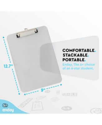 Plastic Clipboard Standard Size Pink, Translucent Low Profile Clip Board, Hangable Clipboard, 12.7” x 9”, Holds 100 Sheets, 1 Pc - by Enday
