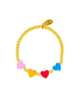 Girls Rainbow Hearts Stretchy Bead Bracelets