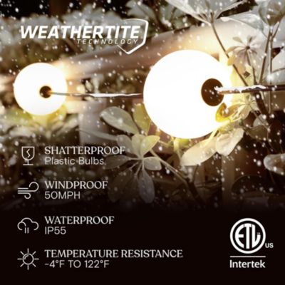 Ambience 30' LED Outdoor Orb String Lights with G100 Bulbs