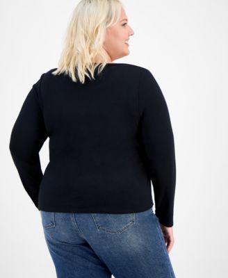 Trendy Plus Striped Button-Front Sweater