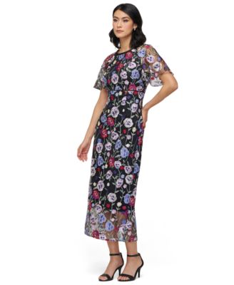 Women's Embellished Short-Sleeve Midi Dress