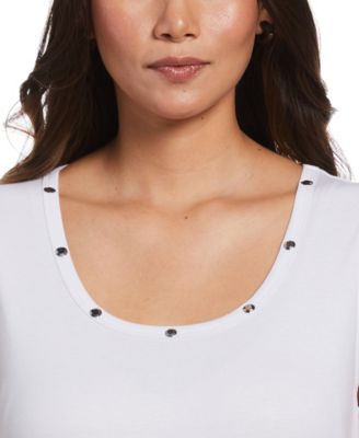 Petite Rib Sleeveless Tank Crew Neck Top