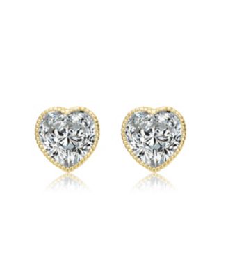 Heart Bezel Set Clear Cubic Zirconia Stud Earrings