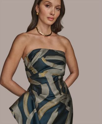 Women's Metallic Print Strapless Gown