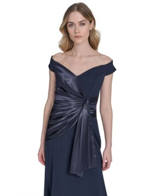 Petites Off-The-Shoulder Wrap-Accent Gown