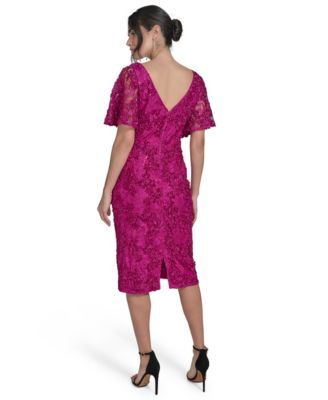 Women's Lace Flutter-Sleeve Sheath Dress