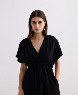 Women's Short gathered Dress in Black