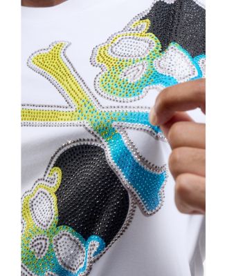 Men's Four Skull Rhinestone Crew T-Shirt