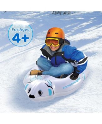 Winter Single Rider Snow Tube, 44" Inflatable Animal Sled, Outdoor Snow Toys with Two Handle
