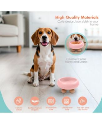 Elevated Bubble Shaped Stoneware Elevated Pet Bowl, Raised Ceramic Food & Water Dish for Dogs and Cats
