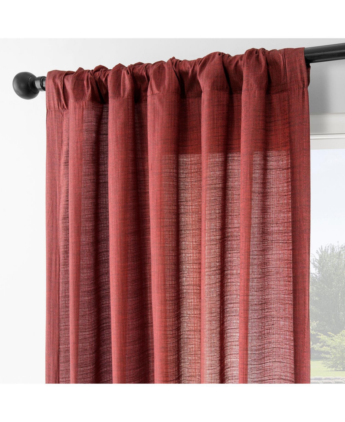 Half Price Drapes Orange Rustic Linen Weave Curtain