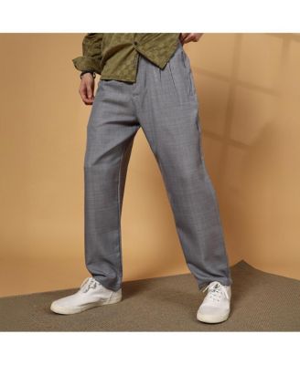 Men's Moon Grey Pleated Relaxed Trousers