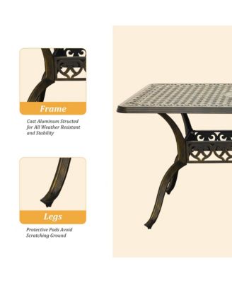 7pcs Outdoor Furniture Set Cast Aluminium Patio Dining Set 6 Outdoor Dining Chairs and 71 Inches Rectangular Dining Table for Balcony Porch Backyard Garden