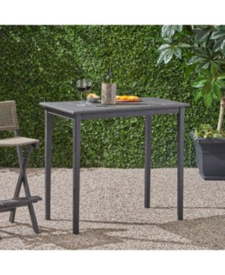 Outdoor Minimalist Acacia Wood Rectangle Bar Table - Dark Gray