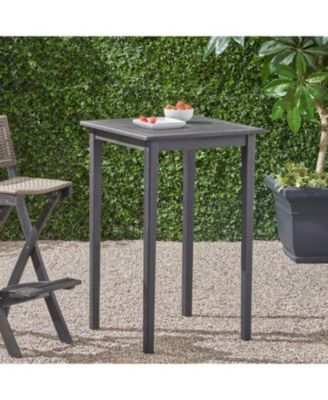 Outdoor Minimalist Acacia Wood Square Bar Table - Dark Gray