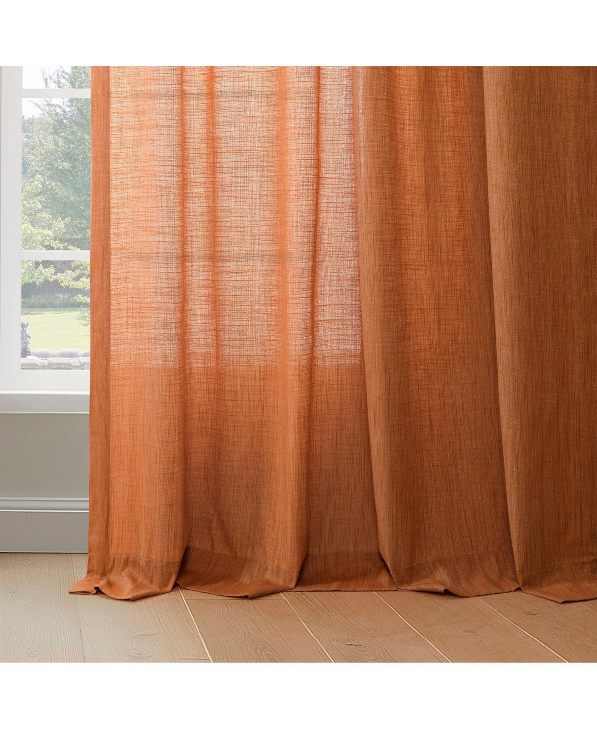 Half Price Drapes Tan Rustic Weave Sheer Linen Curtains (2 Panels) Rod Pocket Window Curtains And Drapes, 50 W X 96 L